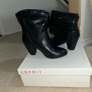 Esprit Black Slouchy Mid-Calf Heeled Boots